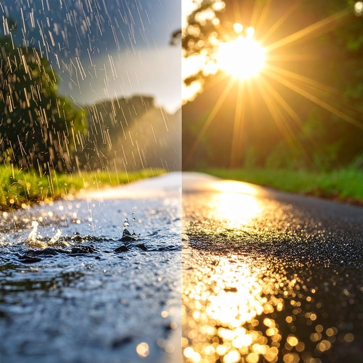 雨と太陽の日差し
